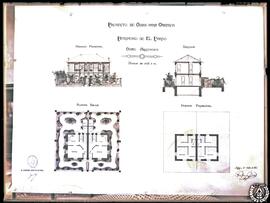 Proyecto de casas para obreros. Patrimonio de El Pardo. Casas agrupadas. Planta baja. Planta prin...