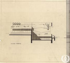 Salón de actos e iglesia. Alzados [Colegio de San Buenaventura en El Batán, Madrid]