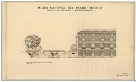 Museo Nacional del Prado. Proyecto de ampliación y acondicionamiento. Alzado al paseo del Prado d...