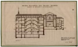 Museo Nacional del Prado. Proyecto de ampliación y acondicionamiento. Pasadizo de enlace. Sección...
