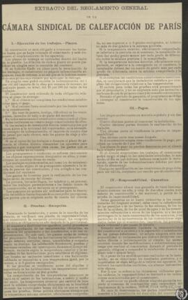 Extracto del Reglamento General de la Cámara Sindical de Calefacción de París