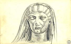 [Detalle escultórico de cabeza romana femenina]