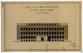 Proyecto de edificio para instituto de óptica "Daza de Valdés". Alzado principal