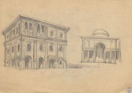 [Vista de un palacio renacentista y de la capilla Pazzi en Florencia]