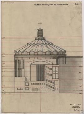 Iglesia parroquial de Torrelavega [Fachada posterior, según lista de planos, LMOYAB_D014_C003-04_...